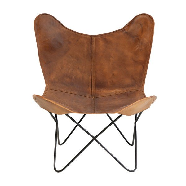 Brązowy skórzany fotel butterfly sømcasa Farfalla-image-2