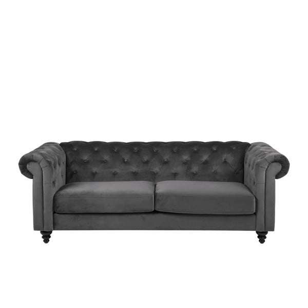 Ciemnoszara aksamitna sofa Actona Charlietown, 219 cm