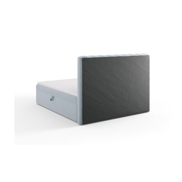 Jasnoniebieskie łóżko boxspring ze schowkiem 180x200 cm Gina – Milo Casa-image-4