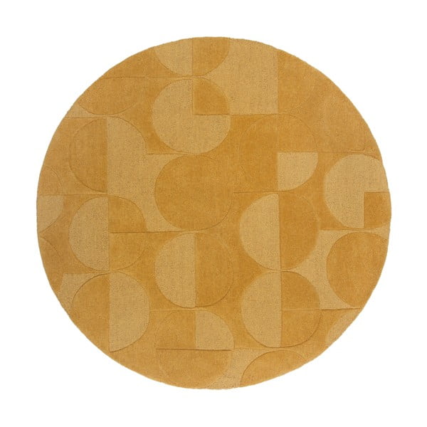 Żółty okrągły dywan wełniany ø 160 cm Gigi – Flair Rugs