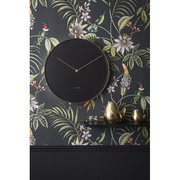 Czarny metalowy zegar ścienny Karlsson Hook, ø 34 cm-image-1