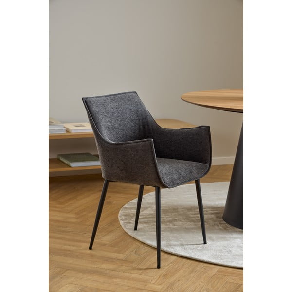 Ciemnoszary tapicerowany fotel jadalniany Bonita – Actona-image-1