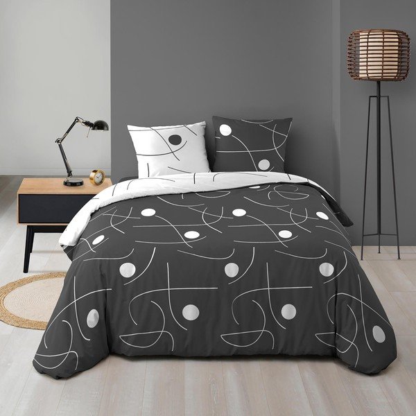Biała/ciemnoszara pościel dwuosobowa z mikrowłókna 3-częściowa 240x220 cm Sonate – douceur d'intérieur-image-2