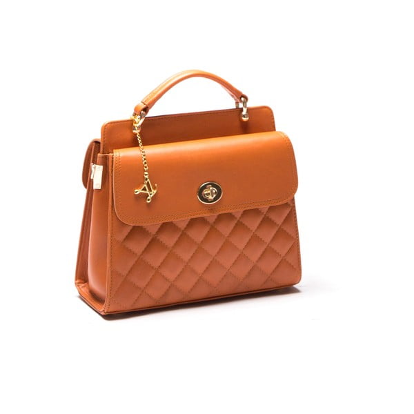 Torebka skórzana Quilted Cognac-image-1