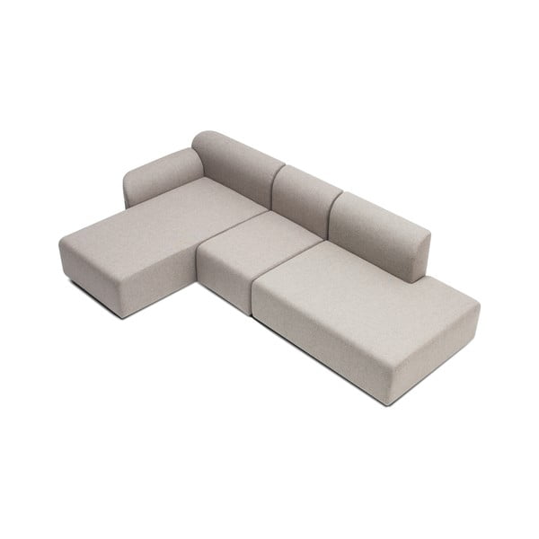 Jasnoszary moduł sofy (prawostronny) z wełny i lnu Hugg – Gazzda-image-4