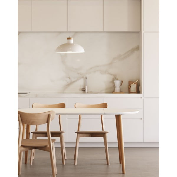 Biały okrągły rozkładany stół z białym blatem ø 90 cm Oqui – Kave Home-image-2