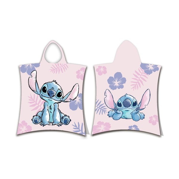 Jasnoróżowe bawełniane ponczo dziecięce Lilo and Stitch – Jerry Fabrics