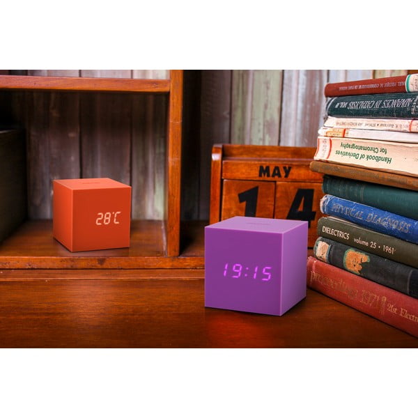Fioletowy budzik LED Gingko Gravitry Cube-image-4