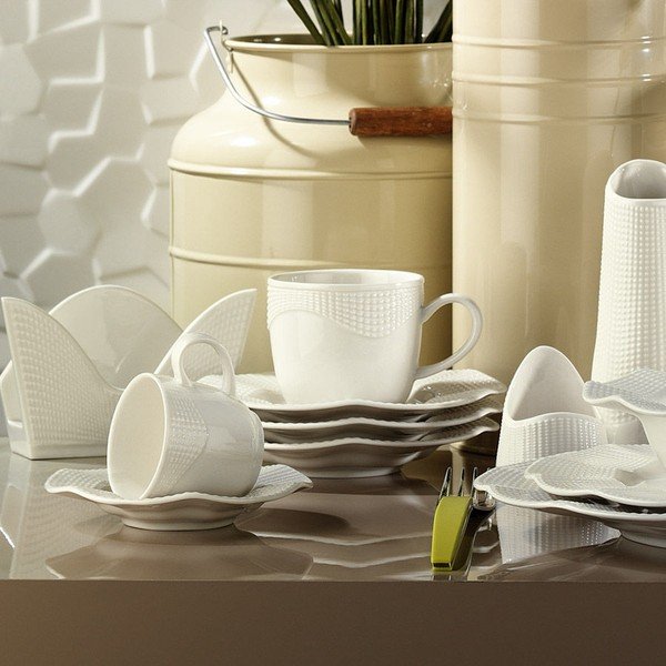 Zestaw 6 filiżanek ze spodkiem z białej porcelany Kutahya Anna, 50 ml-image-1