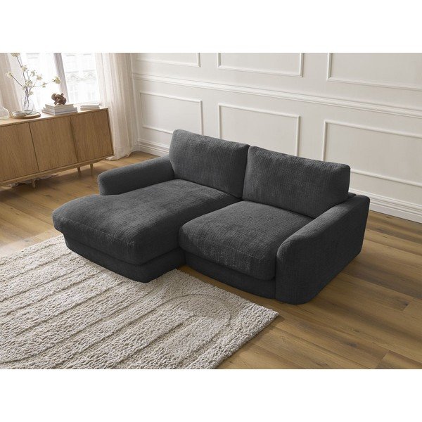 Czarny narożnik z tkaniny szenilowej (lewostronny/z szezlongiem) Leonore – Bobochic Paris-image-4