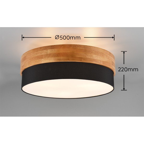 Czarno-naturalna lampa sufitowa z tekstylnym kloszem Seasons – Trio-image-4