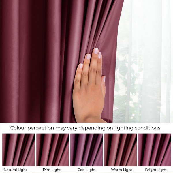Bordowa/różowa aksamitna zasłona częściowo zaciemniająca (dimout) 140x270 cm Eyelets – Restilo-image-4