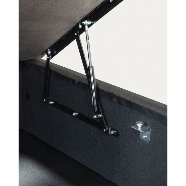 Czarne tapicerowane łóżko jednoosobowe ze schowkiem 90x190 cm Matters – Kave Home-image-4