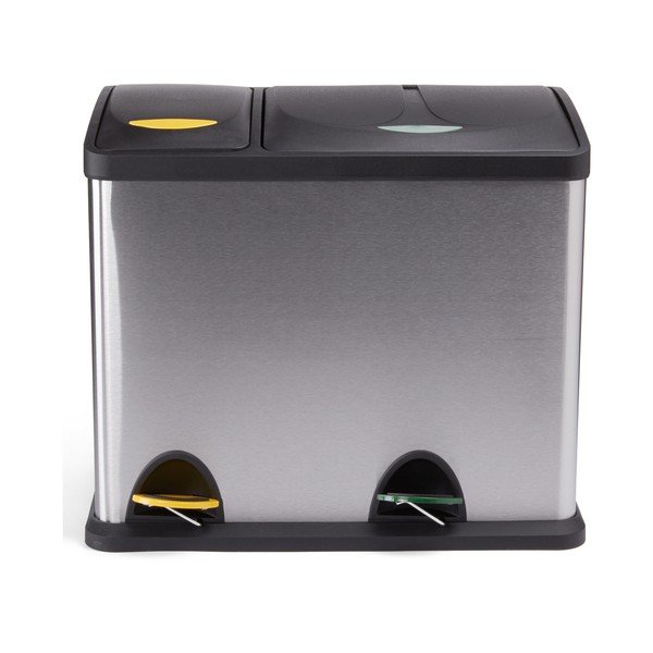 Stalowy kosz na śmieci 18+8 l do segregacji odpadów/z pedałem w kolorze matowego srebra   Tri Selectif – MSV-image-3
