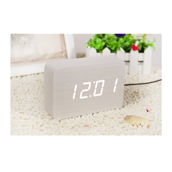 Biały budzik z białym wyświetlaczem LED Gingko Brick Click Clock-image-3
