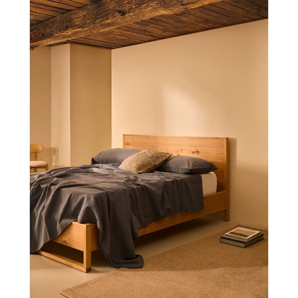 Łóżko dwuosobowe z litego drewna dębowego ze stelażem 180x200 cm Alguema – Kave Home-image-1