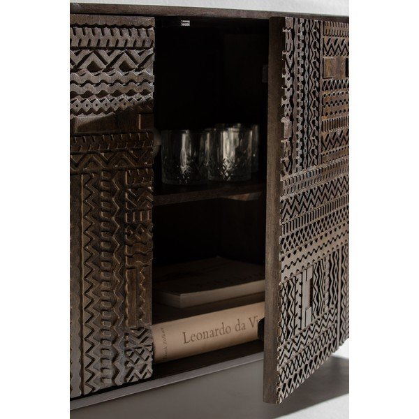 Ciemnobrązowa szafka pod TV z litego drewna mango 145x48x40 cm Kalai – MOME-image-2