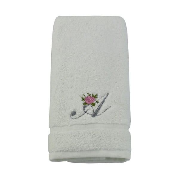 Ręcznik z inicjałem i różyczką A, 30x50 cm