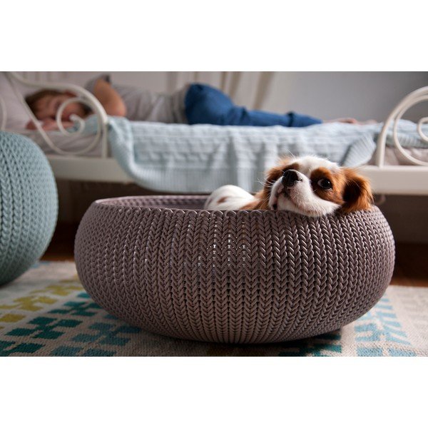 Brązowe plastikowe legowisko dla kota Curver Knit Bed-image-1
