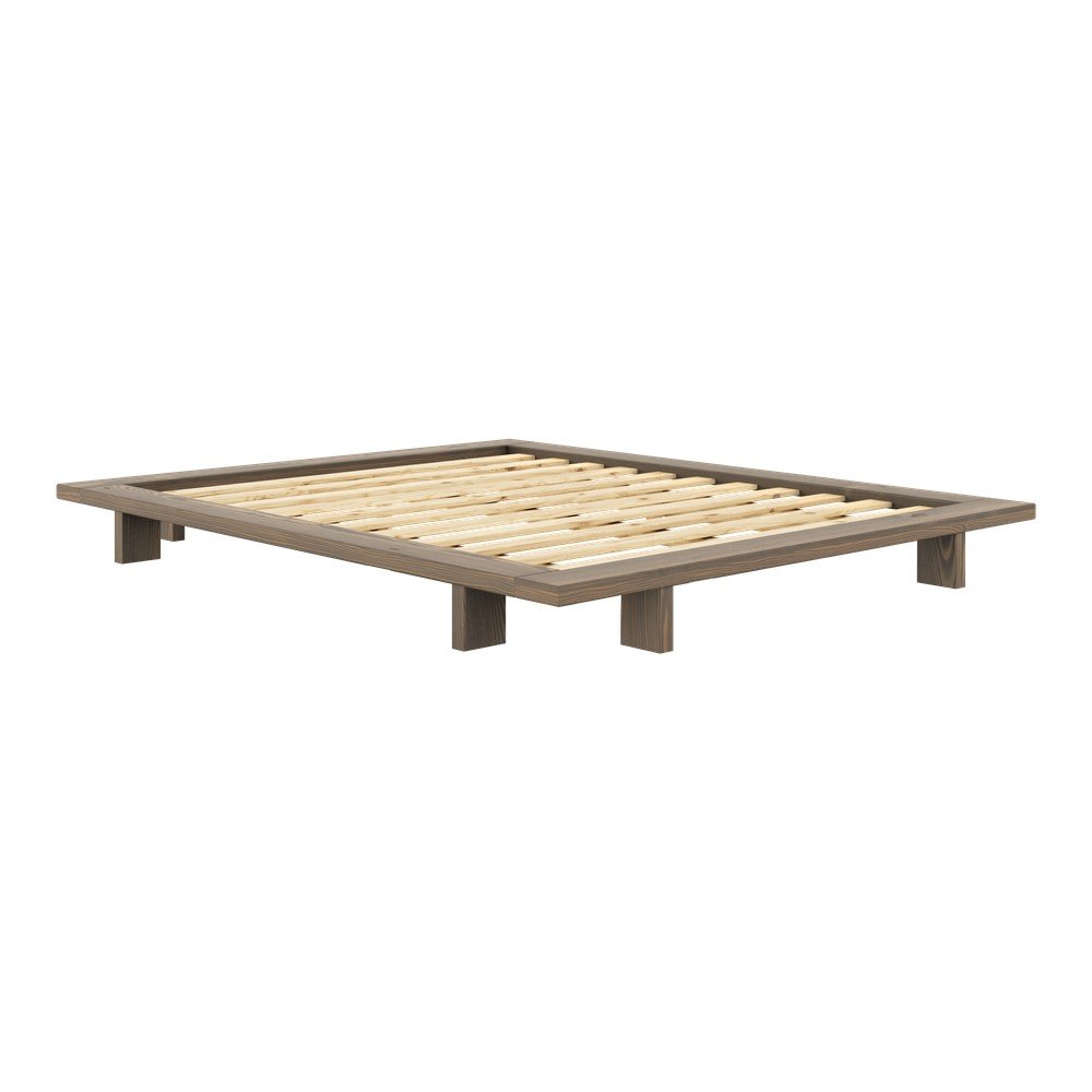 Brązowe łóżko dwuosobowe z litego drewna sosnowego ze stelażem 160x200 cm Japan – Karup Design