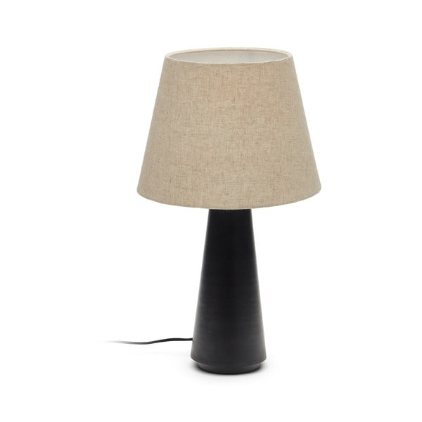 Czarno-beżowa lampa stołowa z tekstylnym kloszem (wys. 60 cm) Torrent – Kave Home
