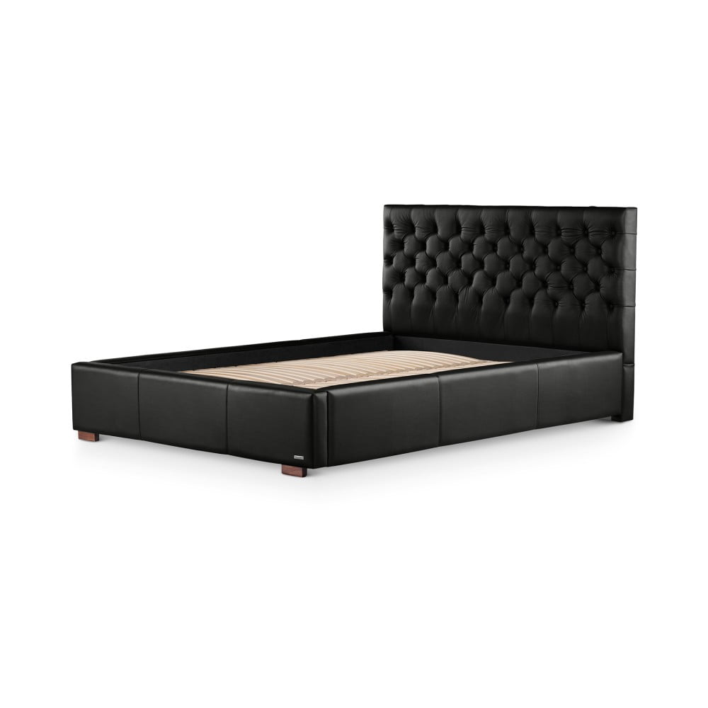 Czarne łóżko ze schowkiem Ted Lapidus Maison AMÉTHYSTE, 160x200 cm