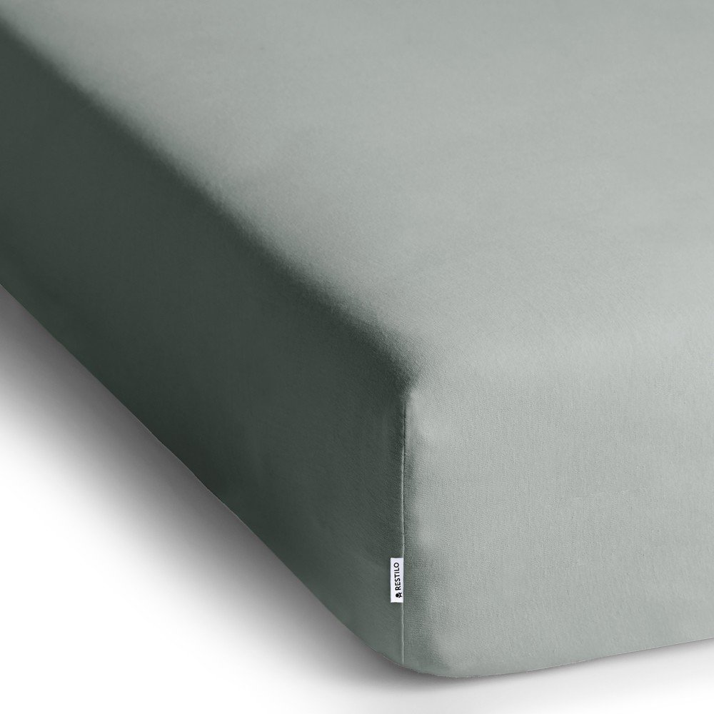 Jasnoszare dżersejowe prześcieradło z gumką 180x200 cm Amber – Restilo (zdjęcie 2)