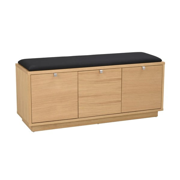 Czarno-naturalna szafka na buty w dekorze dębu z siedziskiem Confetti – Rowico