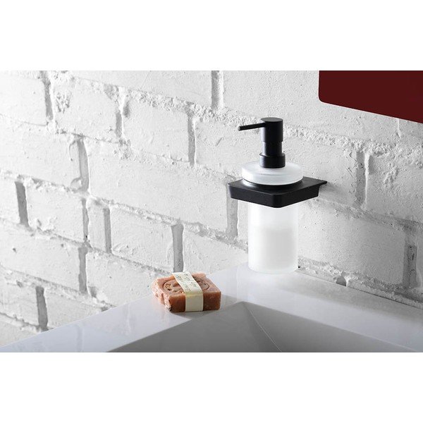 Czarno-biały mosiężny ścienny dozownik do mydła Sapho Zen, 250 ml-image-1