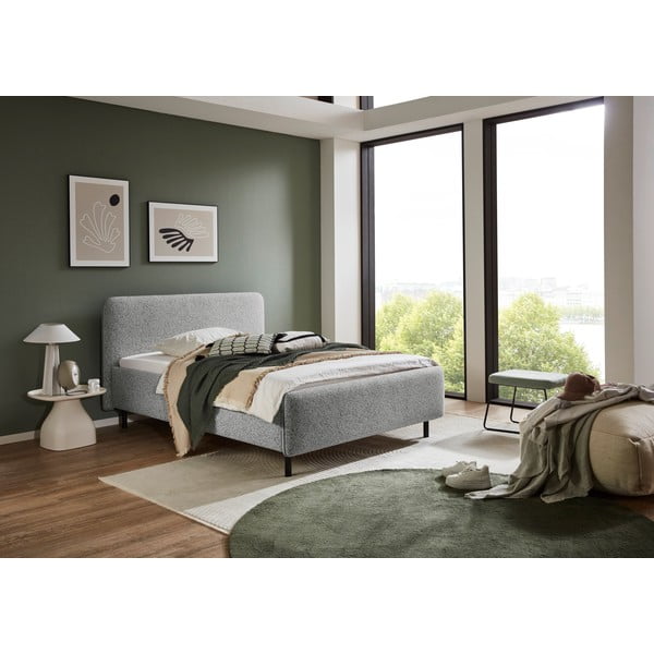 Jasnoszare tapicerowane łóżko dwuosobowe bez stelaża 180x200 cm Primo – Meise Möbel-image-1