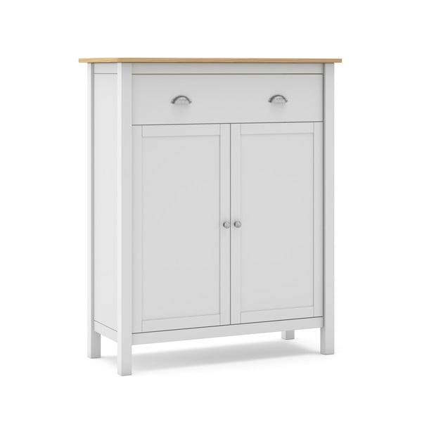 Biało-naturalna wysoka komoda z drewna sosnowego 90x110 cm Misti – Marckeric-image-2