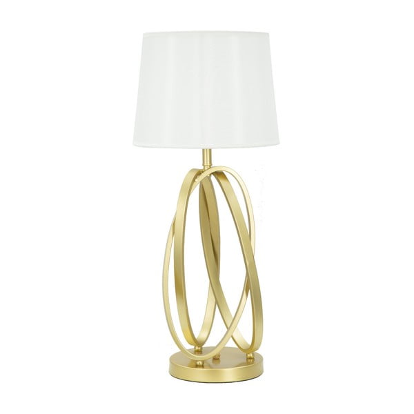 Biała lampa stołowa z konstrukcją w złotym kolorze Mauro Ferretti Circle