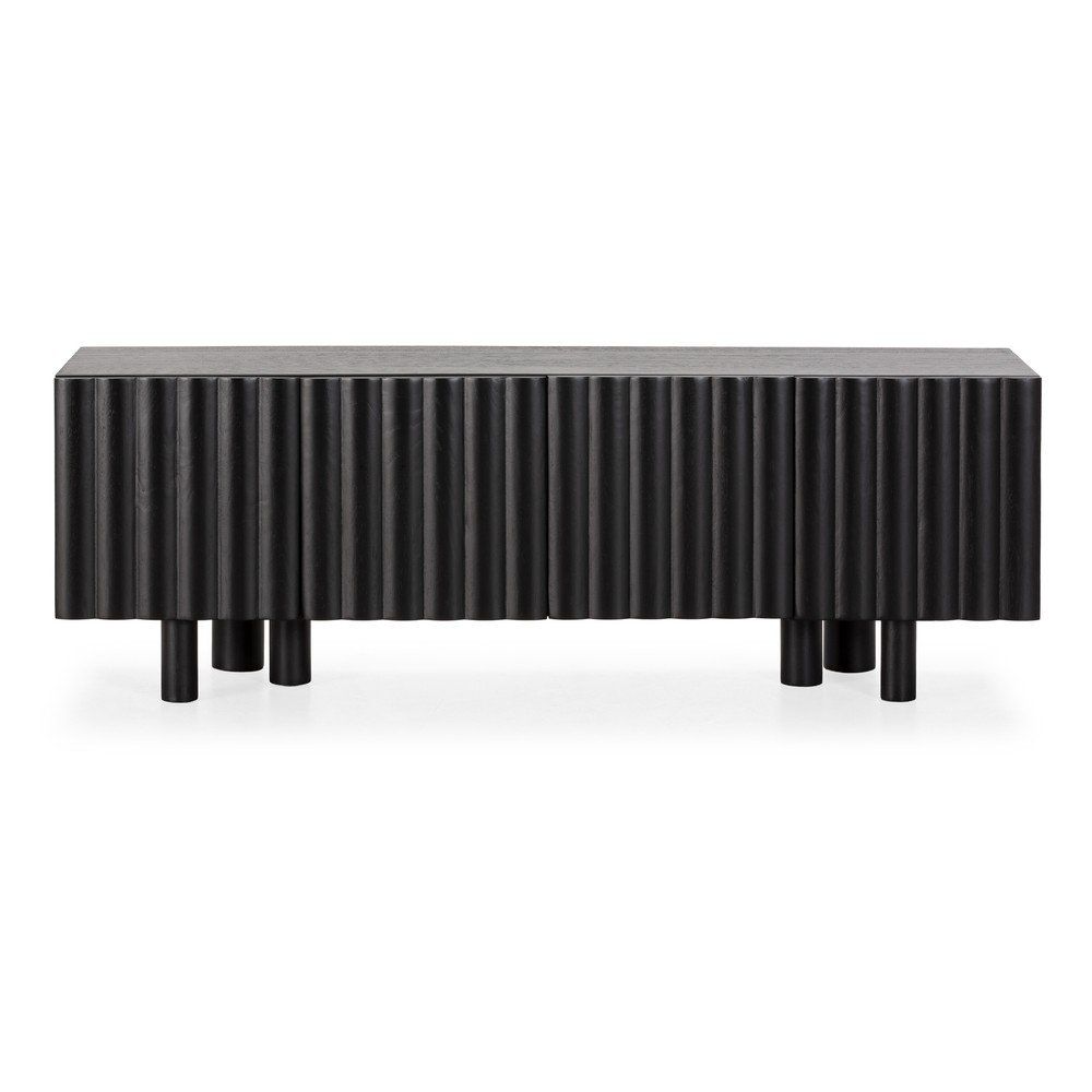 Czarna szafka pod TV z litego drewna mango 160x55x40 cm Tamira – MOME (zdjęcie 10)