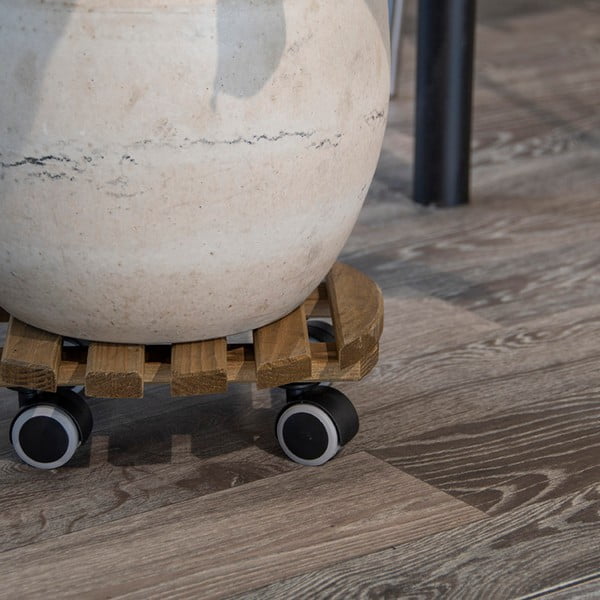 Drewniany kwietnik na kółkach ø 29 cm (wysokość 8 cm) Indoor – Esschert Design-image-1