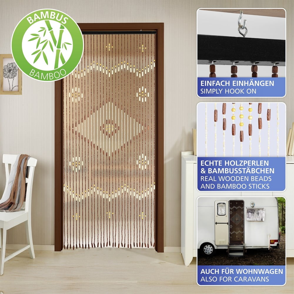 Bambusowa zasłona na drzwi w naturalnym kolorze 90x200 cm Rhombus – Maximex (zdjęcie 6)