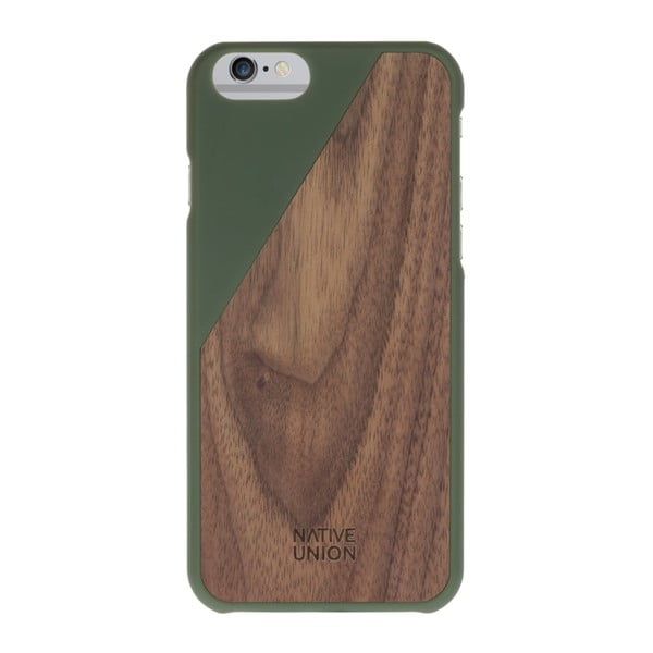 Ciemnozielone etui na telefon z drewnianym detalem iPhone 7 i 8 Native Union Clic Wooden