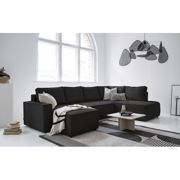 Antracytowy sztruksowy rozkładany narożnik (prawostronny/w kształcie litery U) Brave Dave – Miuform-image-4