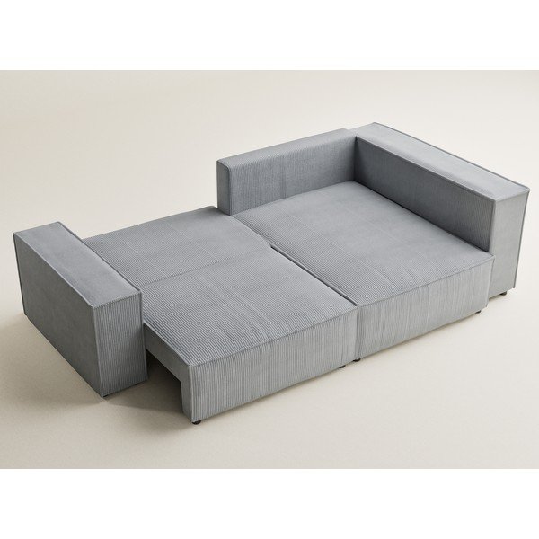 Szary sztruksowy rozkładany/ze schowkiem narożnik (prawostronny/w kształcie litery L) Tonga – Maison de Rêve-image-3