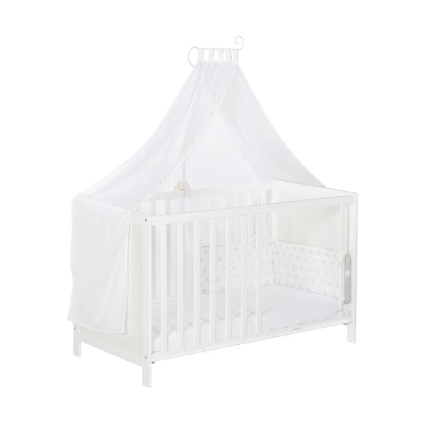 Białe łóżeczko z baldachimem 60x120 cm Stars Gray – Roba-image-3