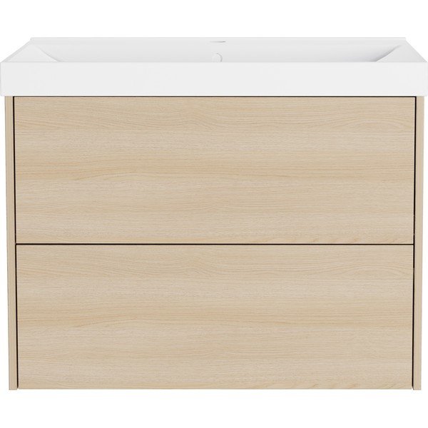 Wisząca szafka pod umywalkę w dekorze dębu w naturalnym kolorze 81x65 cm Bodera – Germania-image-3