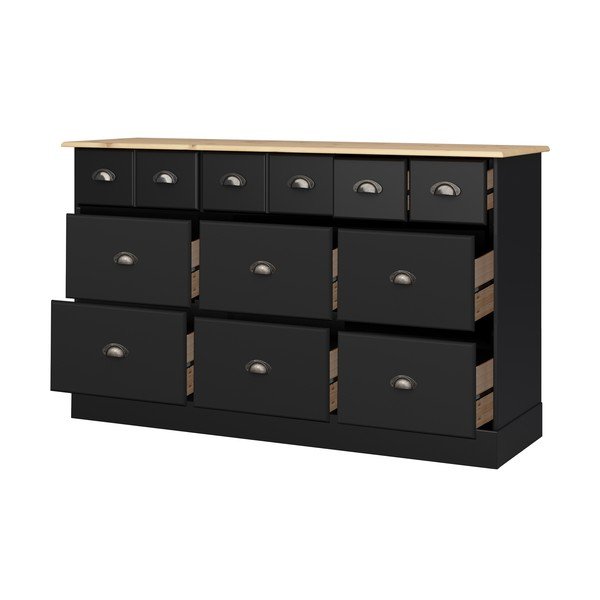 Czarna komoda z 9 szufladami Støraa Leander-image-2