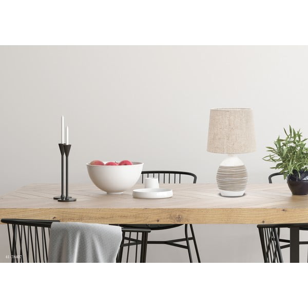 Beżowa lampa stołowa z tekstylnym kloszem (wys. 35 cm) Ambon – Candellux Lighting-image-1