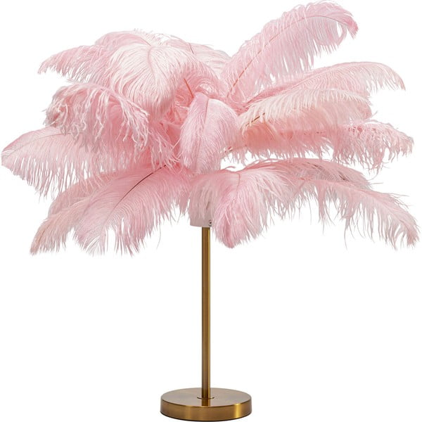 Różowa lampa stołowa z kloszem z pierza (wysokość 60 cm) Feather Palm – Kare Design