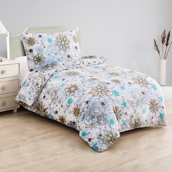 Biało-niebieska pościel jednoosobowa z mikropluszu 140x200 cm Estrellas – My House