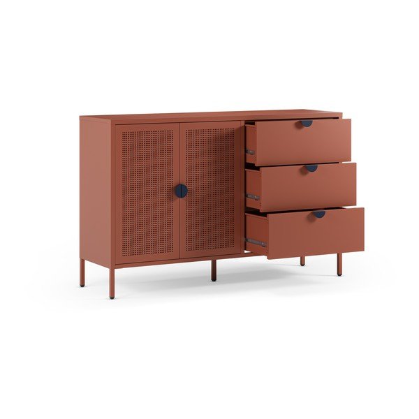 Metalowa komoda w kolorze terakoty 140x90x40 cm Sayla – Marckeric-image-2