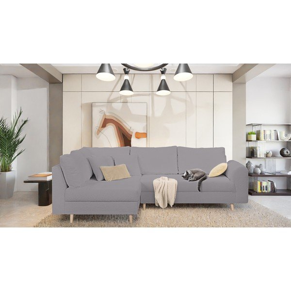 Ciemnoszary narożnik z materiału bouclé (lewostronny) Ariella – Ropez-image-1