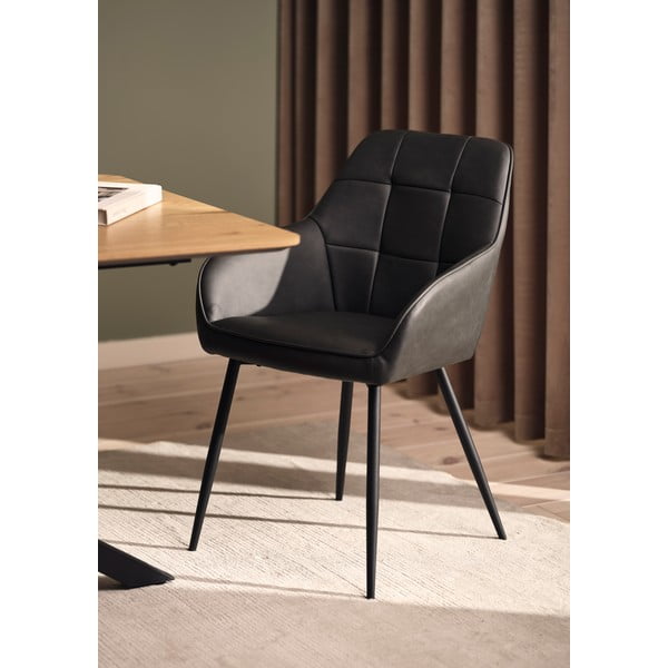 Ciemnoszare tapicerowane fotele jadalniane zestaw z podłokietnikami 2 szt. Nolan Square – Unique Furniture-image-2