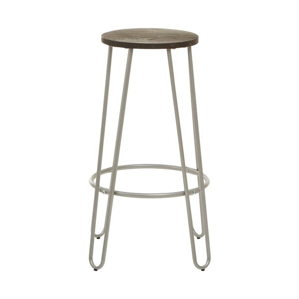 Hoker z litego drewna wiązu w kolorze srebra/w naturalnym kolorze (wysokość siedziska 75 cm) District – Premier Housewares-image-2