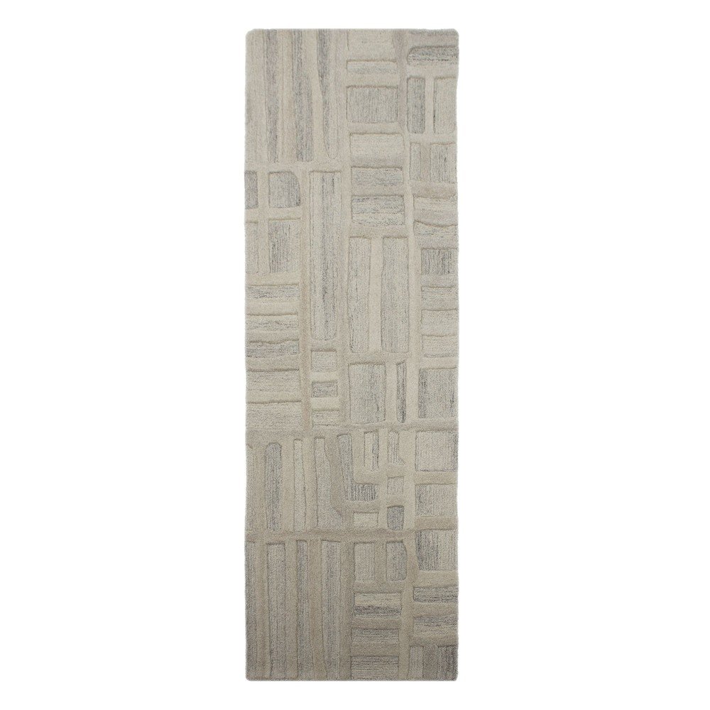 Szarobeżowy wełniany chodnik tkany ręcznie 80x300 cm Elva – Flair Rugs