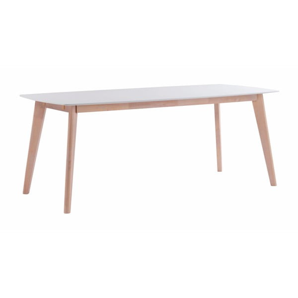 Biały stół drewniany z ciemnymi nogami Folke Sanna, dł. 190 cm